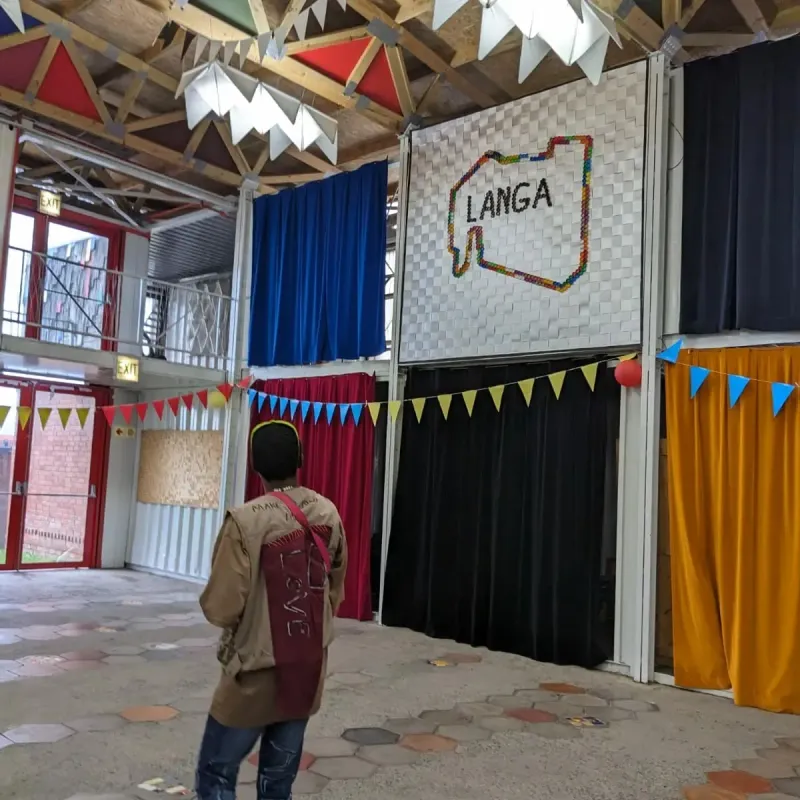 Mosaic Langa sign on the container hall
